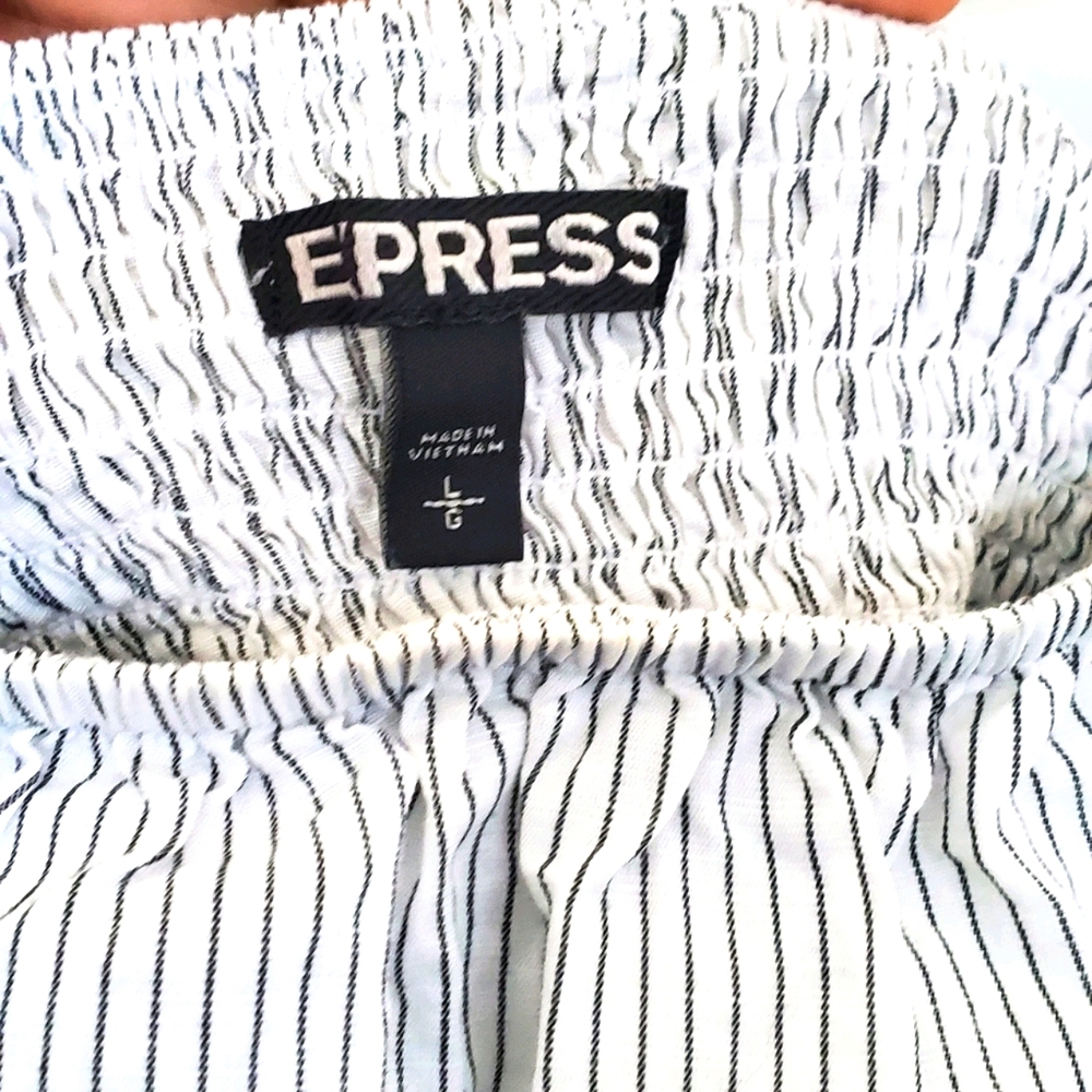 Pinstripe off shoulder top